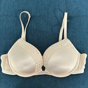 Aerie Emma Beige Embellished Women's Pushup Bra - 34B